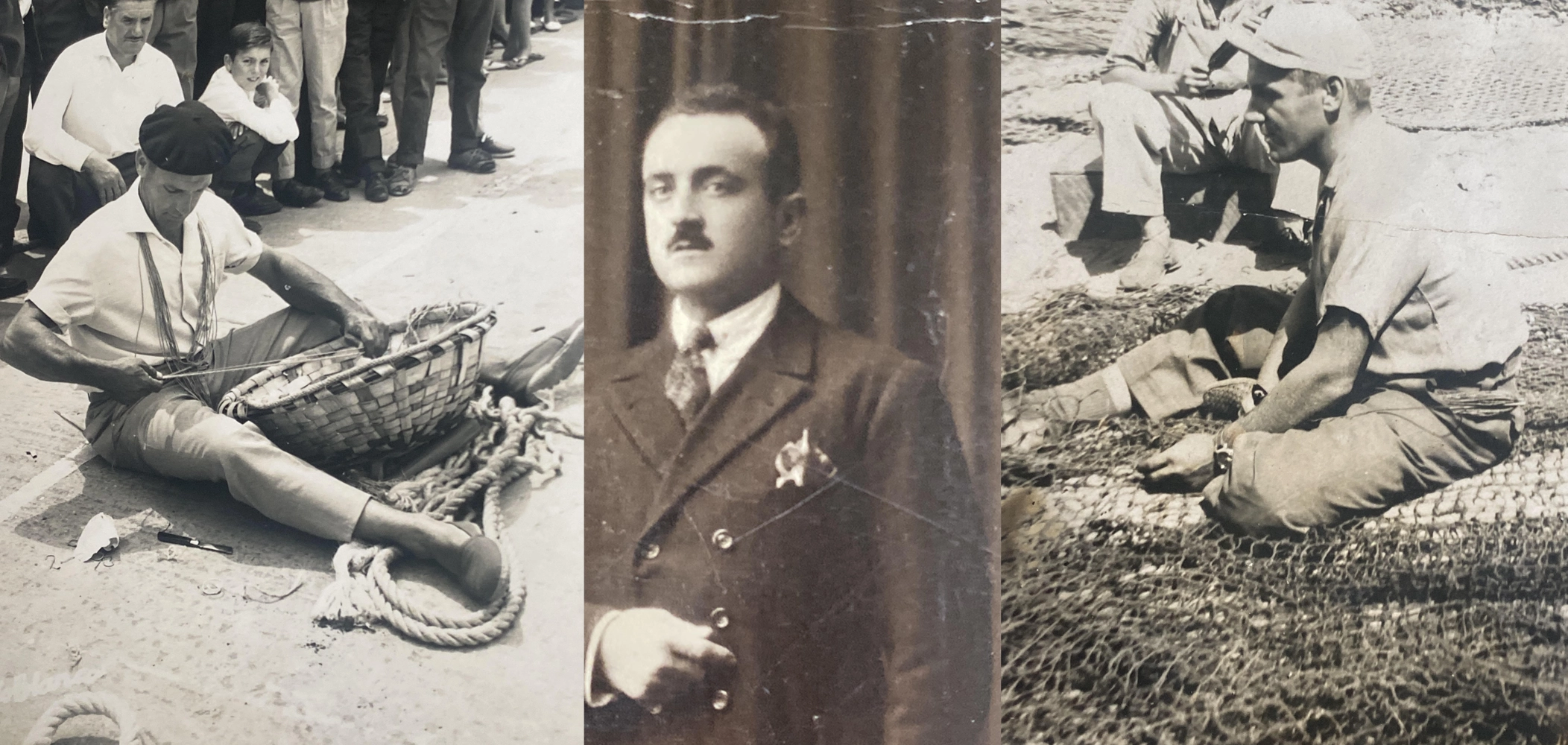 Fotografías antiguas de artesanos gallegos trabajando de forma tradicional en oficios vinculados a la artesanía y el trabajo manual en Galicia